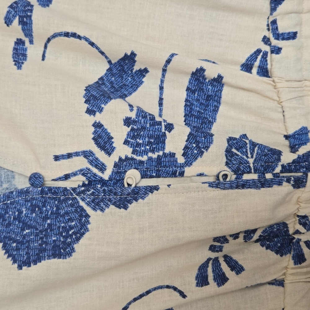 FARM Rio Anthropologie Breezy Tropical Floral Romper Blue / Cream Motif EUC - S - Picture 7 of 11